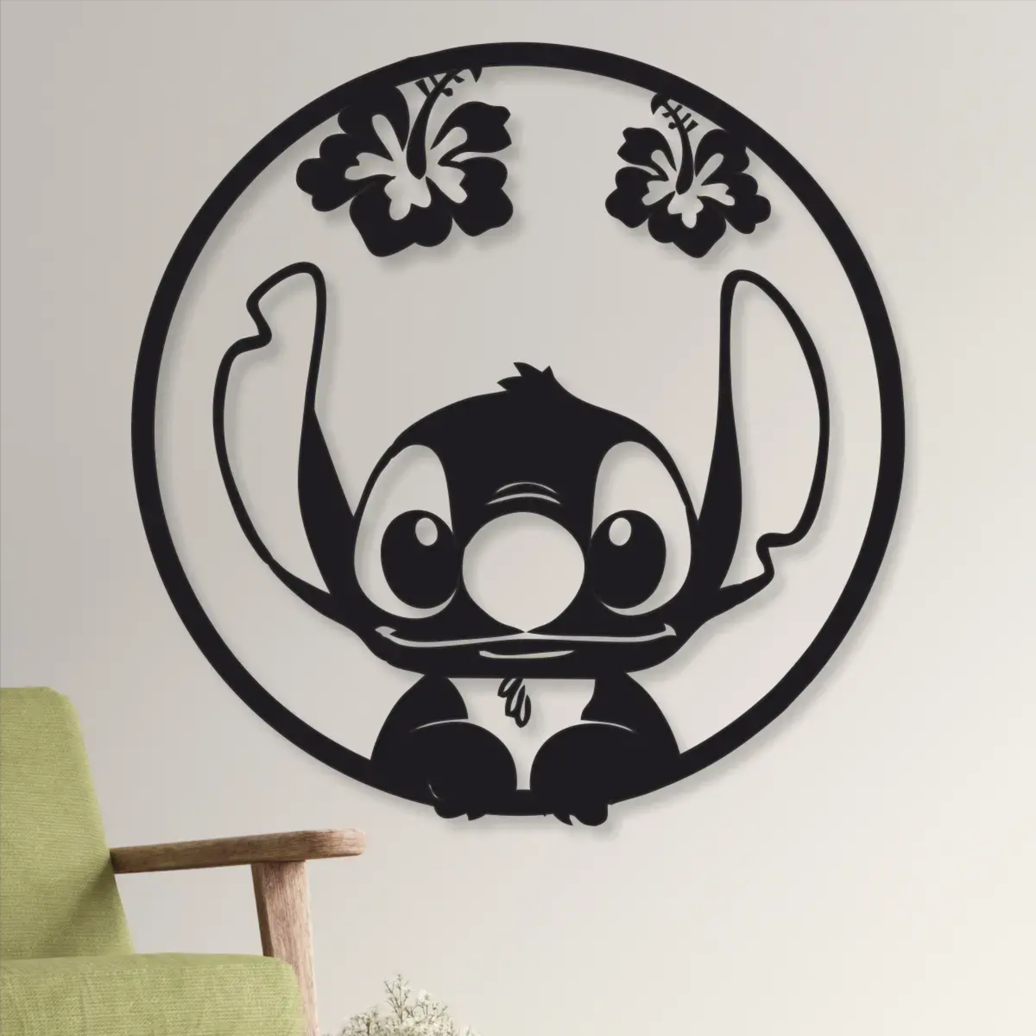 Cuadro Calado Stitch con Flores