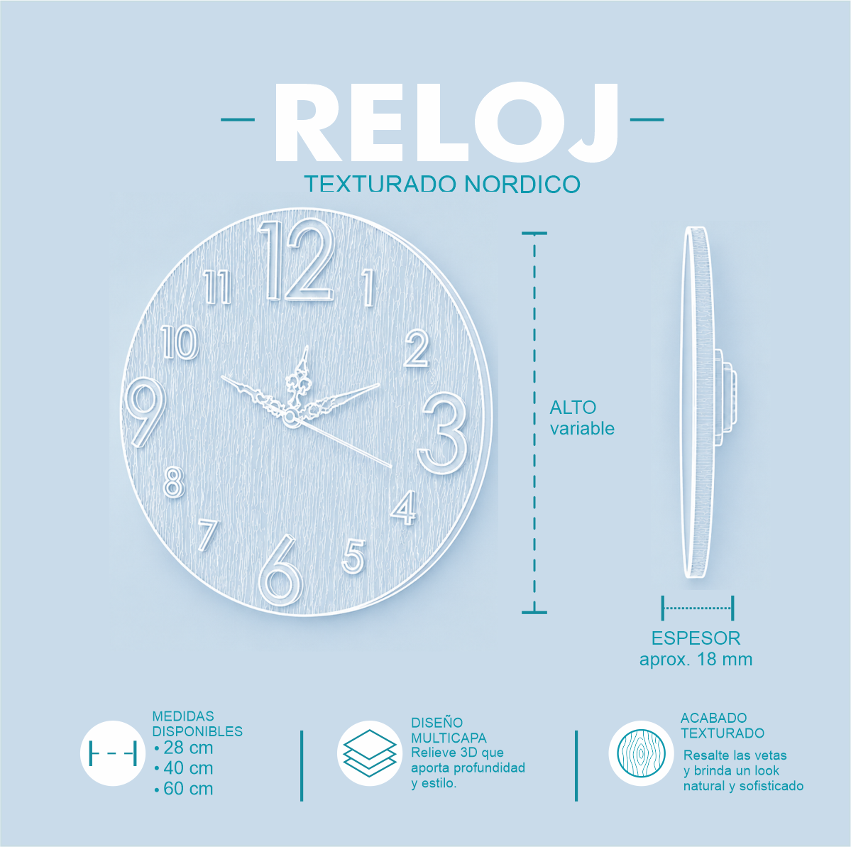 Reloj 3D – Texturado Nórdico #2