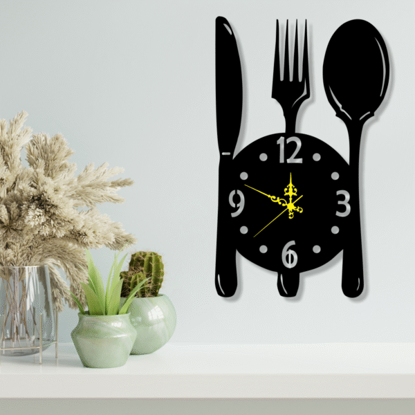 cuadro reloj cocina cubiertos