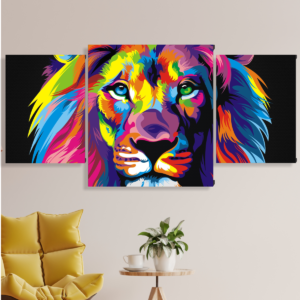 Cuadro leon colorido impreso