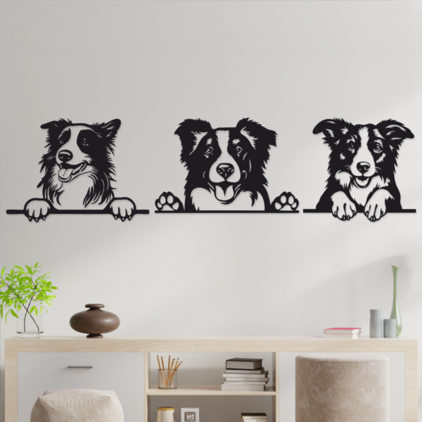 cuadro border collie en madera decorativo