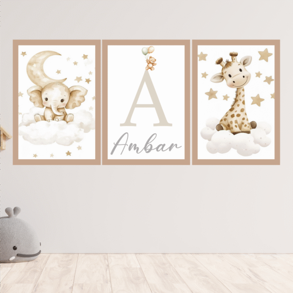 Cuadro infantil animalitos personalizado
