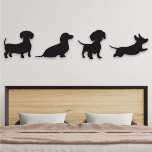 cuadros de poses de perro salchica 150 x 30 cm