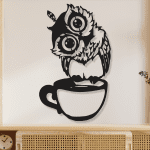 cuadro de buho en taza 35 x 53 cm