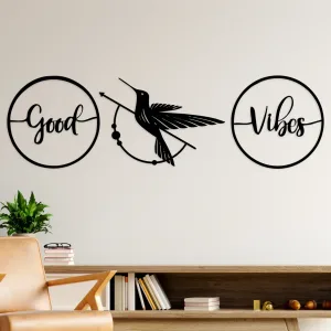 cuadros de colibri y good vibes 140 x 40