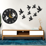 cuadro de reloj con pajaros volando 120 x 45 cm