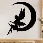 cuadro de hada sentada en la luna 60 x 65 cm