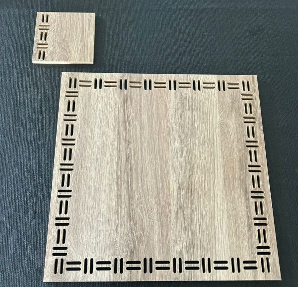 set cuadrados de madera de 4 platos de sitio