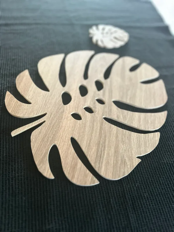 set de 4 platos de sitio y hojas