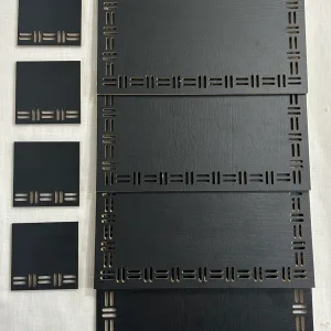 set cuadrados de madera de 4 platos de sitio