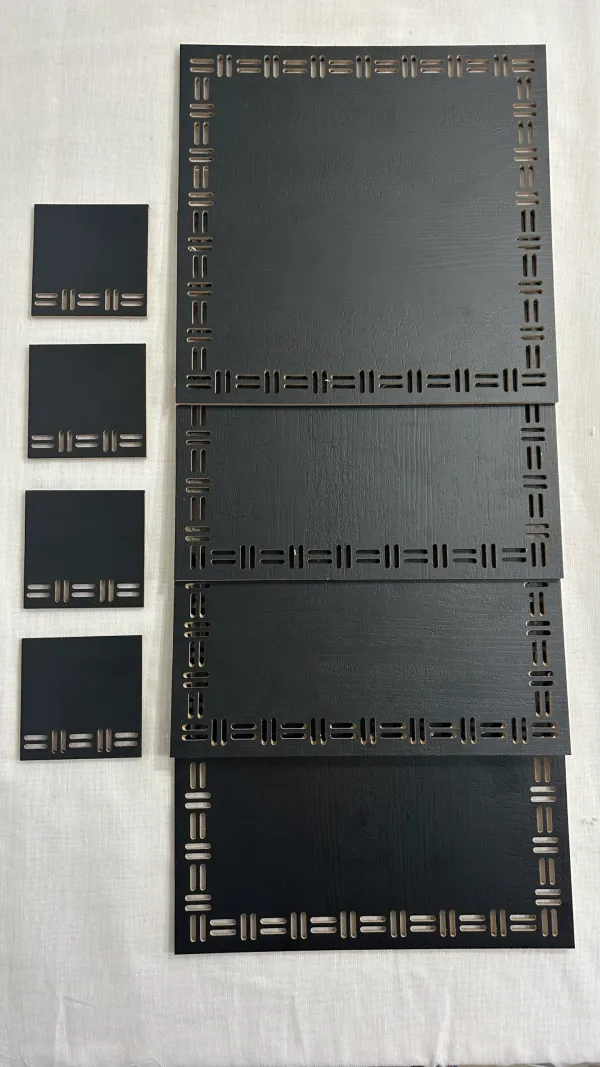 set cuadrados de madera de 4 platos de sitio