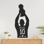 cuadro de messi levanto la copa 25 x 60 cm