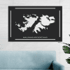 cuadro de malvinas argentinas fondo negro con letras blancas60 x 40