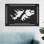 cuadro de malvinas argentinas fondo negro con letras blancas60 x 40
