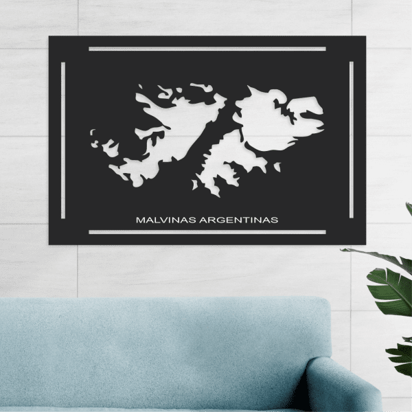 cuadro de malvinas argentinas fondo negro con letras blancas60 x 40