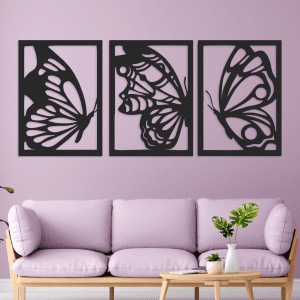 cuadros de mariposas x 3 130 x 60 cm