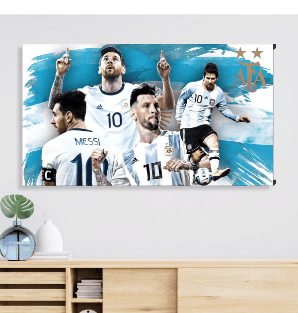 cuadro de messi campeon 35 x 70 cm