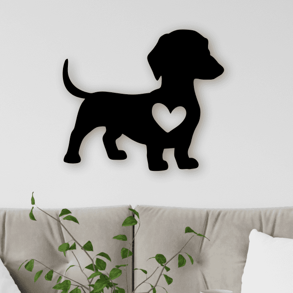 cuadro de perro salchicha 40 x 35 cm