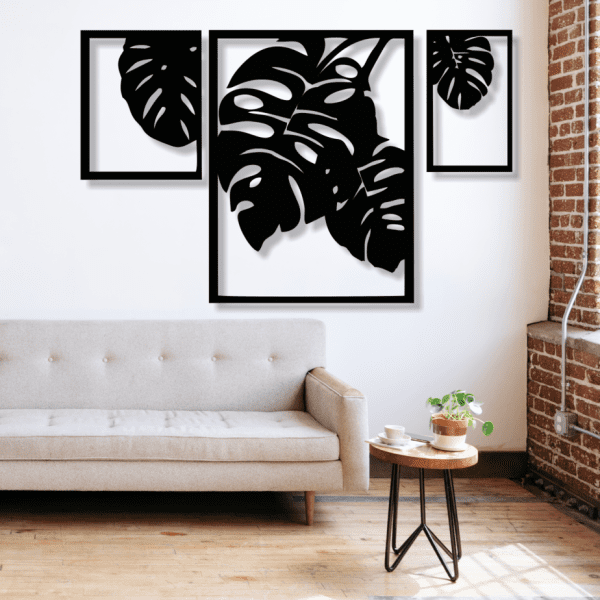 cuadro triptico de hojas 110 x 70 cm