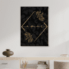 cuadro palabra amor en dorado con flores doradas fondo negro con diseños de flores 28 x 40 cm