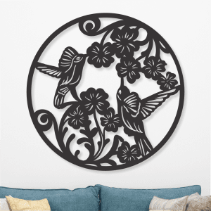 cuadro de colibries en flor 60 x 60 cm