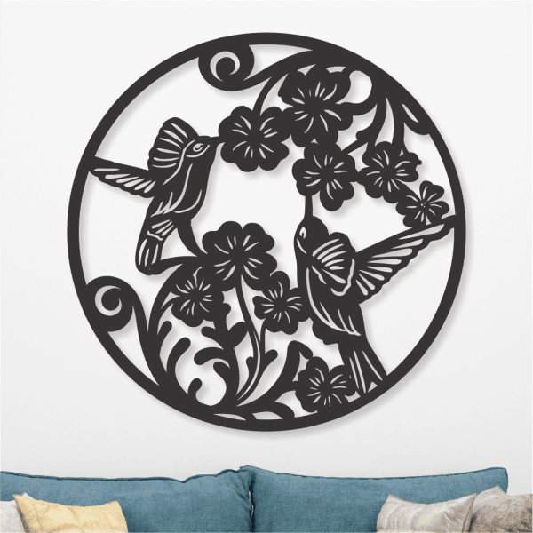 cuadro de colibries en flor 60 x 60 cm