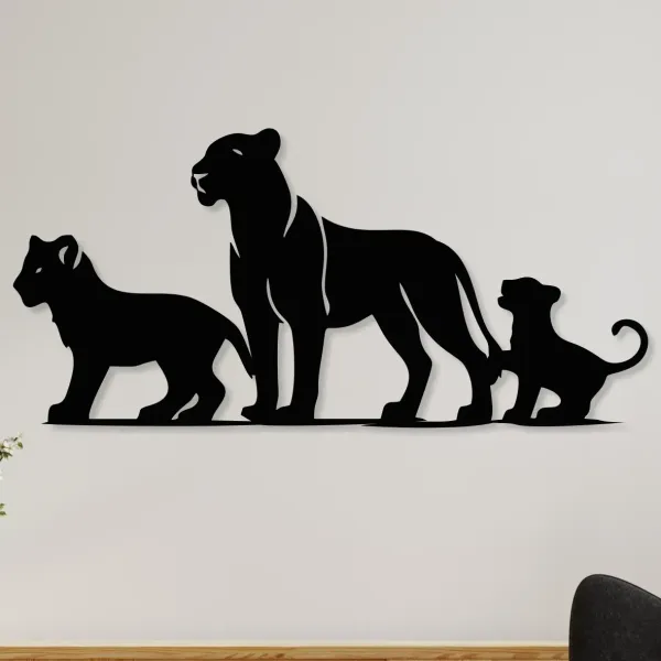 cuadro de familia de leones