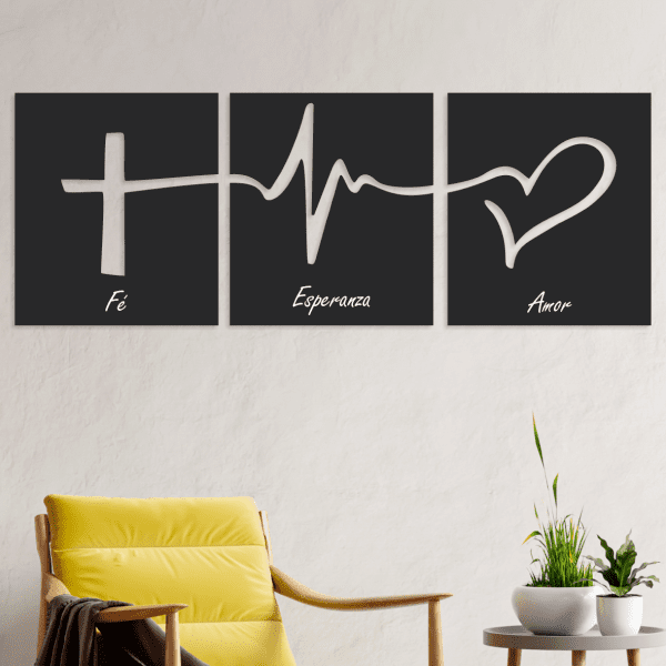 cuadros de fe, amor y esperanza 110 x 40 cm