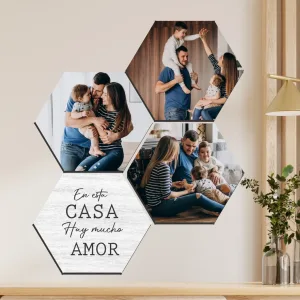 cuadro hexagonales personalizados x 4 partes
