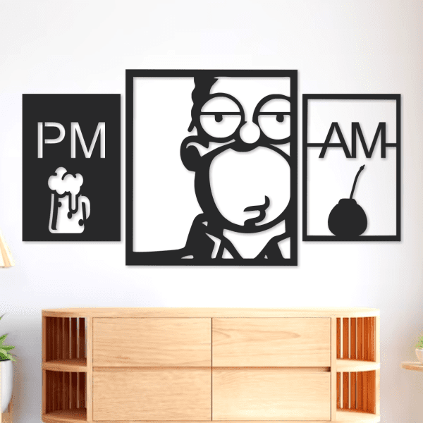 cuadro de homero simpson , am y pm 80 x 40 cm