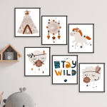 cuadros de set wild infantiles con fondo blanco 125 x 85 cm