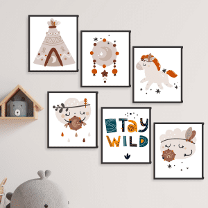 cuadros de set wild infantiles con fondo blanco 125 x 85 cm