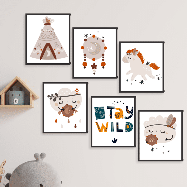 cuadros de set wild infantiles con fondo blanco 125 x 85 cm