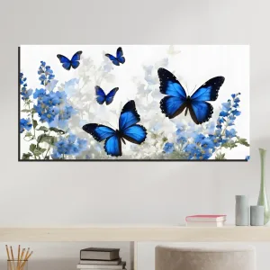 cuadro de mariposas azules 35 x 70