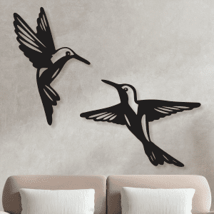 cuadros pareja de colibris volando 90 x 75 cm