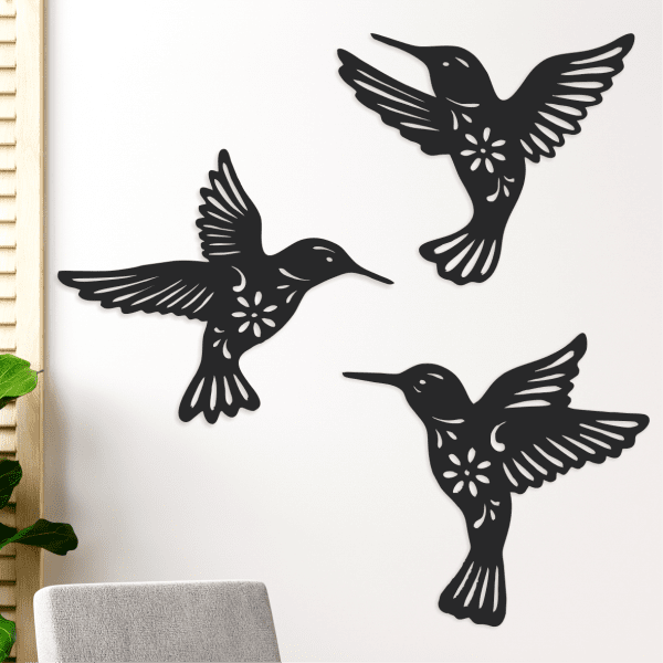 cuadros de pajaros colibri x 3