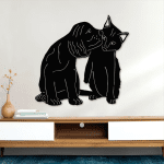 cuadro perro dandole un beso a un gato color negro 60 x 60 cm