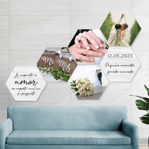 cuadros exagonales personalizados x 6 partes