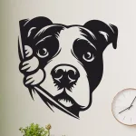 cuadro de perro pitbull asomandose 50 x 50