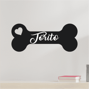 placa con forma de hueso con nombre personalizada