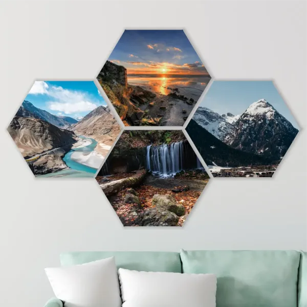 cuadros hexagonales con relieves