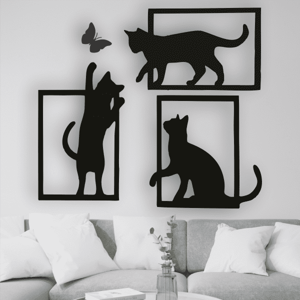 cuadros de gatos jugando 110 x 100
