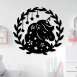 Unicornio con estrellas y flores (60cm x 55cm)