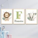 Cuadro infantil elefante y leon naturaleza