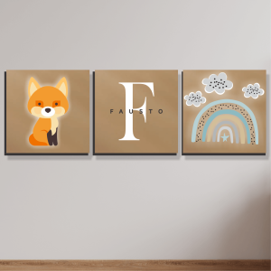 Set animalitos con nombre personalizado (lobo y arcoiris)